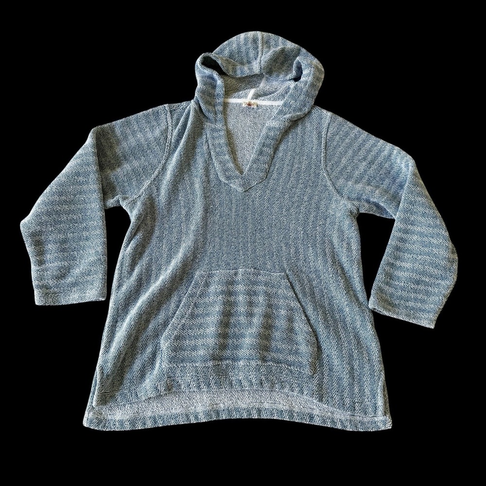 Faherty Whitewater Seabrook Poncho Pullover Sweater‎ Hoodie Blue White Used